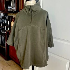 The North Face Army Green 1/4 Zip-funnel neck gorpcore slacker shortsleeve shirt